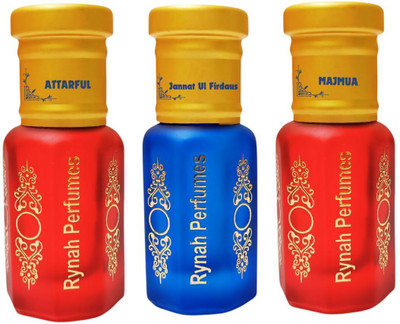RYNAH Attar for Ibadat : Combo Set of 3 x 6 ml / Non Alcoholic / 12 hours long lasting Floral Attar(Natural)