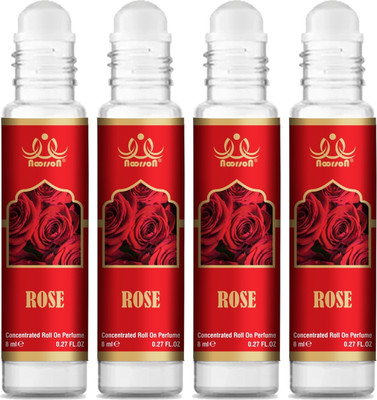 Noorson Rose Attar Perfume for Unisex Natural Long Lasting Attar 8 ML Each PACK OF 4 Floral Attar(Rose)