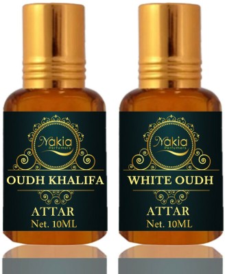 Nakia Oudh Khalifa Attar, White Oudh Attar Roll-on Perfume Oil For Unisex (10ml*2) Floral Attar(Oud (agarwood))