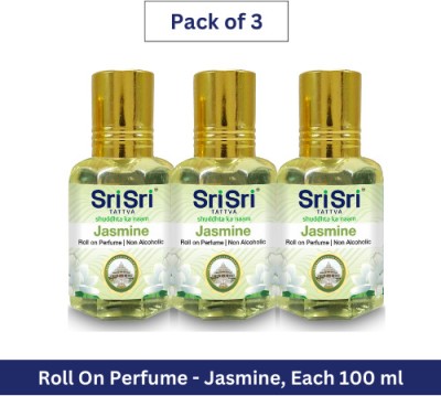 Sri Sri Tattva Aroma Jasmine | Roll on Perfume | Each 10ml x Pack of 3 Floral Attar(Motia/Jasmin)