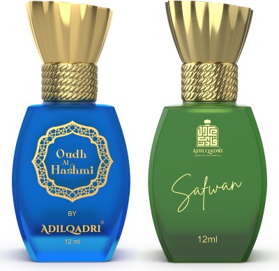 Adilqadri Safwan & Oudh Al Hashmi | Unisex Non-Alcoholic Roll-On | Pack of 2 - 12ML Each Floral Attar(Floral, Fruity, Woody)