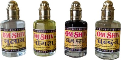 Om Shiv Attar 25mlx4 gulab, mogra, shyamdarbar, chandan Floral Attar(Rose, Sandalwood, Mogra, Shamana)