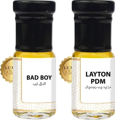 Luxify Scent Bad Boy & Layton PDM Attar Combo | Undiluted & Alcohol Free Ittar | Long Lasting Floral Attar(Amber, Motia/Jasmin)