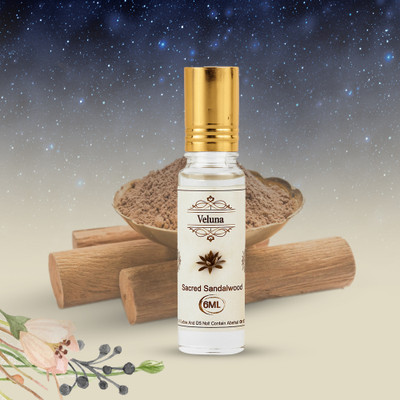 Veluna Sacred Sandalwood Attar for Men & Women | 6ML Non-Alcoholic Perfume Oil Floral Attar(Sandalwood)