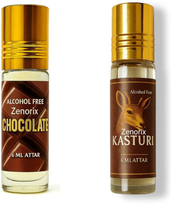 Zenorix Chocolate Attar & Kasturi Attar Combo | 6ml x 2 Roll-On Attar Floral Attar(Chocolate, Musk Arabia)