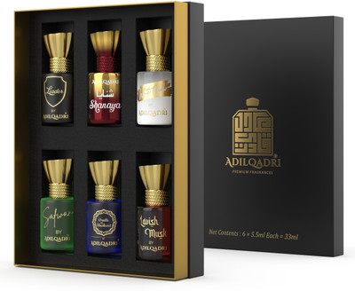 Adilqadri Assorted Attar Combo Pack for Men & Women Long Lasting Gift Set 6x5.5ml Each Floral Attar(Floral, Spicy, Woody, Fruity)