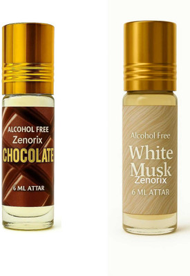 Zenorix Chocolate Attar & White Musk Attar Combo | 6ml x 2 Alcohol Free Attar Floral Attar(Chocolate, Gold Musk)
