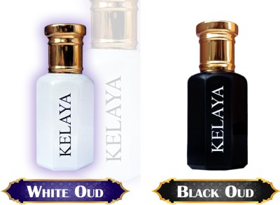 kelaya Black Oudh 12ml & White Oudh 12ml Strong Masculine Long Lasting Roll On Attar Floral Attar(White Water Lily, Floral, Oud (agarwood))