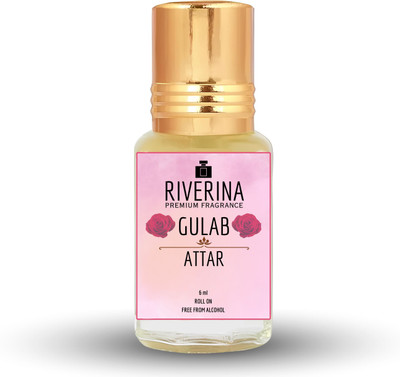 RIVERINA Gulab Attar Original Unisex Non-Alcoholic Long Lasting Ittar 6ml RollOn Pack Floral Attar(Rose)