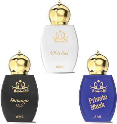 Noorson White Oud, Shanaya & Private Musk Attar Combo | Non-Alcoholic | 6Ml Each Floral Attar(Natural)