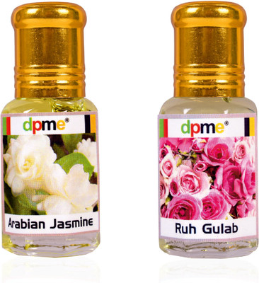 dpme ARABIAN JASMINE & RUH GULAB Perfume Roll on Combo Long Lasting 6 ML Each Floral Attar(Rose, Motia/Jasmin)