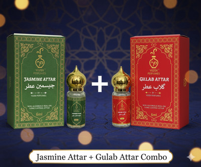 Yezdi Perfumes Gulab Attar 6ml and Jasmine Attar 6ml Combo Pack Floral Attar(Rose)