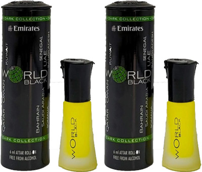 Emirates World Black a Fresh Bergamot, Zesty Lemon, Spicy Cardamom (Pack of 2) Herbal Attar(Citrus)