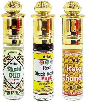 INDRA SUGANDH BHANDAR Herbal 3 in 1 (Shahi Oudh, Black Kasturi Musk, Kesar Chandan) Long Lasting Attar Herbal Attar(Woody)