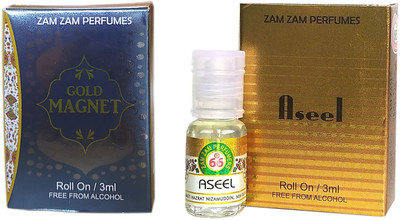 Zam Zam Perfumers Gold Magnet and Aseel 3ml/Piece Long Lasting Attar Floral Attar(Natural)