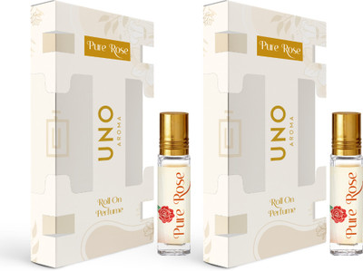 UNO AROMA Pure Rose 8 ml Roll-On-Attar Non-Alcohol Long Lasting Fragrance Pack Of 2 Floral Attar(Rose)