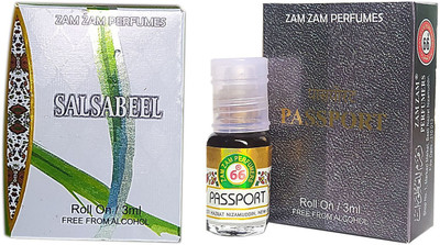 Zam Zam Perfumers Salsabeel and Passport 3ml/Piece Long Lasting Attar Floral Attar(Natural)