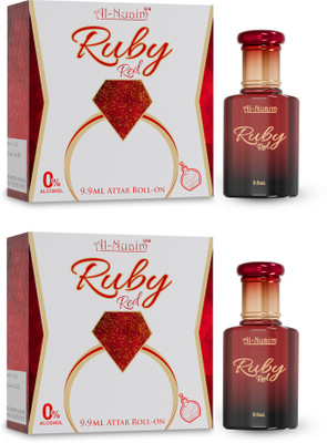 Al-Nuaim Ruby Red Attar - Pack of 2 (9.9ml Each) Floral Attar(Oud (agarwood))
