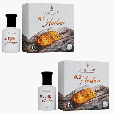Fruitcolor Al-Nuaim Mushk Amber 9.9ml Pack 2 Attar Long Lasting Non-Alcoholic Multiple Floral Attar(Floral)