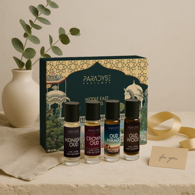 paradyse perfumes Oud Attar Set| Set Of 4 | 24 ML | Long-Lasting & Natural, Alcohol Free Floral Attar(Agarwood, Amber, Oud (agarwood), Woody, Sandalwood)