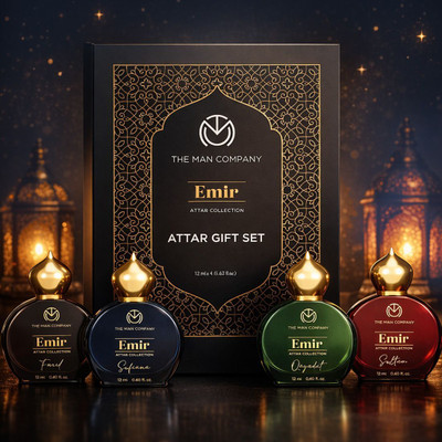 THE MAN COMPANY Attar Gift SetFarid, Sufiana, Sultan & QayadatPremiumAlcohol-FreeUnisex(4x12ml) Floral Attar(Musk Arabia, Agarwood, Floral, Rose)