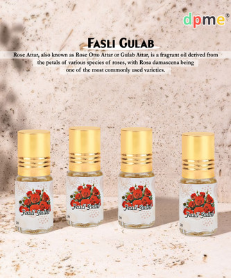 dpme 4 Bottle of 3ML Each Fasli Gulab Attar Long Lasting Floral Scent for Women & Men Floral Attar(Rose)