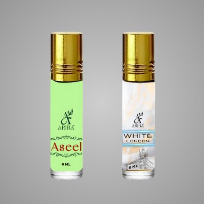 Ariba Aseel & White London Pack 2 For Men & Women, No Alcohol, Long-Lasting Floral Attar(Citrus, Floral)