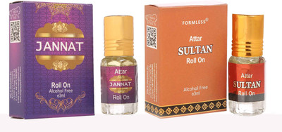 FORMLESS Jannat & Sultan 3ml Combo 2 Roll on Floral Attar(Gold Musk)