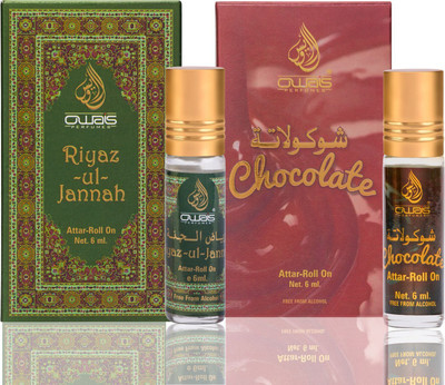 Owais Combo Riyaz Al Jannah & Chocolate Attar |6ml x 2 |Alcohol Free Long Lasting Floral Attar(Floral)