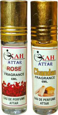 kah attar Rose & Chandan Vetiver Unisex Natural Pure Long Lasting Attar 6ml Roller Floral Attar(Floral)