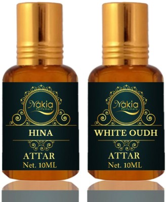 Nakia Hina Attar, White Oudh Attar Roll-on Perfume Oil For Unisex (10ml*2) Floral Attar(Gul Hina)