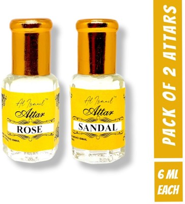 Al Ismail Pack of 2 Attars ( Rose 6ml, Sandal 6ml ) Floral Attar(Rose, Sandalwood)