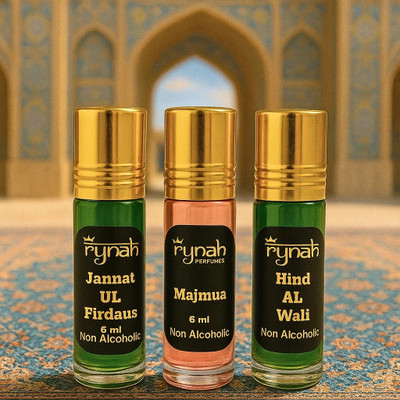 RYNAH Arabic Attar Set of 3 x 6 ml / Non Alcoholic Attar / Long Lasting / Floral Attar(Jannat ul Firdaus, Natural, Woody)