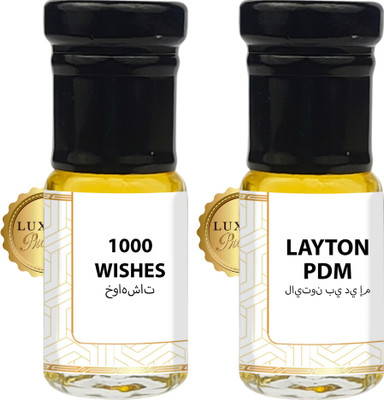 Luxify Scent 1000wishes & Layton PDM Attar Combo | Undiluted & Alcohol Free| Long Lasting Floral Attar(Woody, Rose)