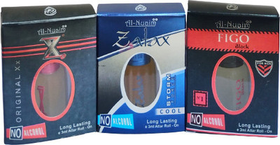 Al Nuaim X + Zatax + Figo Black 3ml Each Attar Roll On - Pack Of 3 Floral Attar(Gold Musk)