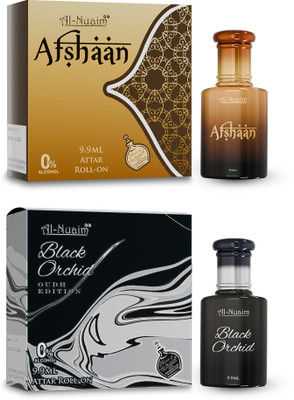 Al-Nuaim Afshan & Black Orchid Attar - Pack of 2 (9.9ml Each) Floral Attar(Musk)