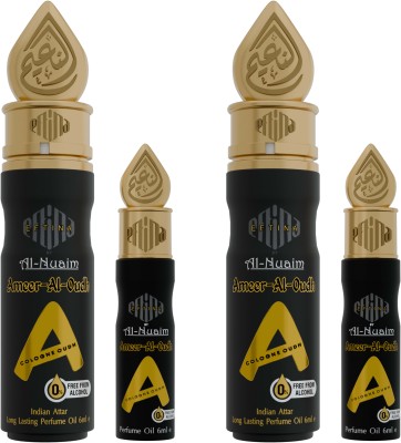 EFTINA by Al-Nuaim Ameer Al Oudh Alcohol Free Attar Roll On - Pack Of 2 (6ml Each) Floral Attar(Oud (agarwood))