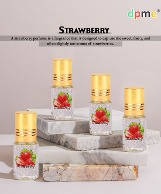 dpme 4 Bottle of 3ML Each Strawberry Attar Long Lasting Fruity Scent Herbal Attar(Fruity)