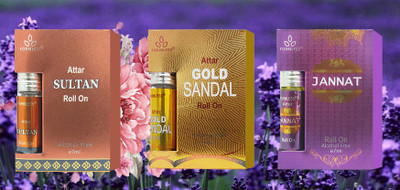 FORMLESS Sultan & Gold Sandal & Jannat Roll On Attar 7ML Pack Of 3 Floral Attar(Natural)