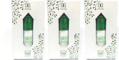 AROCHEM Green Musk Attar Long Lasting Fragrance No Alcohol Pure Perfume 6ML (Pack of 3) Floral Attar(Musk)