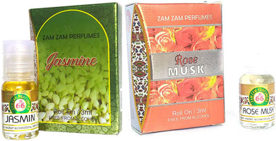 Zam Zam Perfumers Jasmine and Rosemusk 3ml/Piece Long Lasting Attar Floral Attar(Natural)