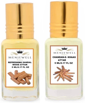 Menjewell Pack of The Refreshing Sandal wood 5ml & The Chandan-E-Khaas 5ml Natural Itra/Attar/ Perfume Floral Attar(Floral, Sandalwood)