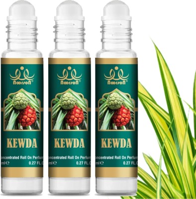 Noorson Kewda Attar Perfume for Unisex Natural Long Lasting 8 ML Each PACK OF 3 Floral Attar(Kewda)