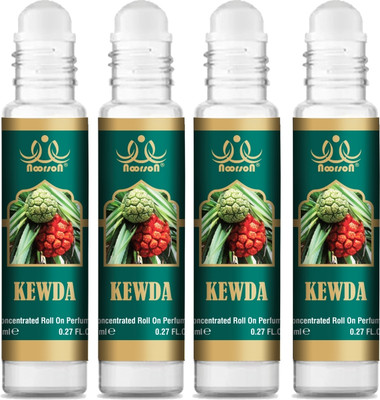 Noorson Kewds Attar Perfume for Unisex Natural Long Lasting 8 ML Each PACK OF 4 Floral Attar(Kewda)