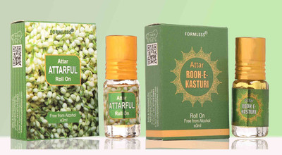 FORMLESS Attarful & Kasturi 3ml Combo 2 Roll on Floral Attar(Mogra)