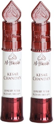 Al - Hassan Kesar Chandan Attar For Men & Women - Pack of 2 (6ml Each) Floral Attar(Rose)