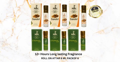 Zahra ROLL ON ATTAR | SANDAL | ETERNAL LOVE| PACK OF 6ML*6 Floral Attar(Sandalwood, Floral)