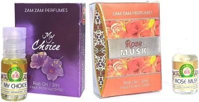 Zam Zam Perfumers My Choice and Rosemusk 3ml/Piece Long Lasting Attar Floral Attar(Natural)