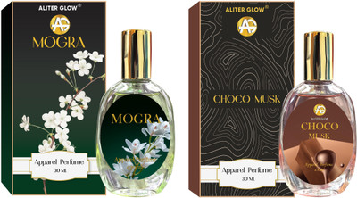 Aliter Glow Mogra & Choco Musk Alcohol Free & Long Lasting Attar Perfume (Pack of 2) Floral Attar(Mogra, Chocolate)