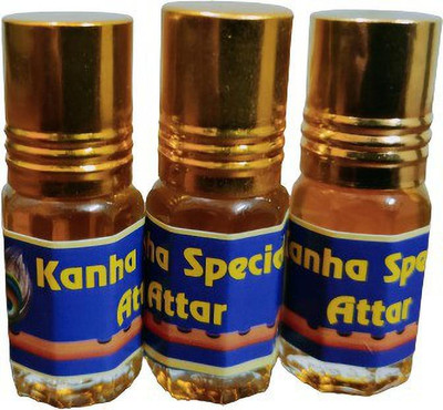Gladify KANHA SPECIAL ATTAR (A PACK OF 3 BOTTLES @ 3ML EACH) Herbal Attar(Natural)